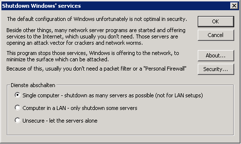 Screenshot of 'Shutdown Windows' servers'